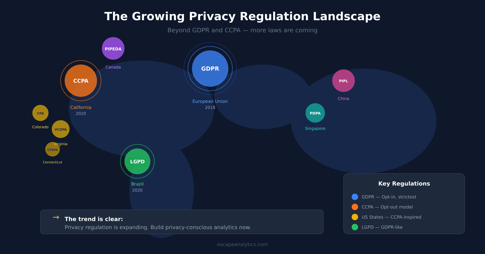 Global privacy regulations map